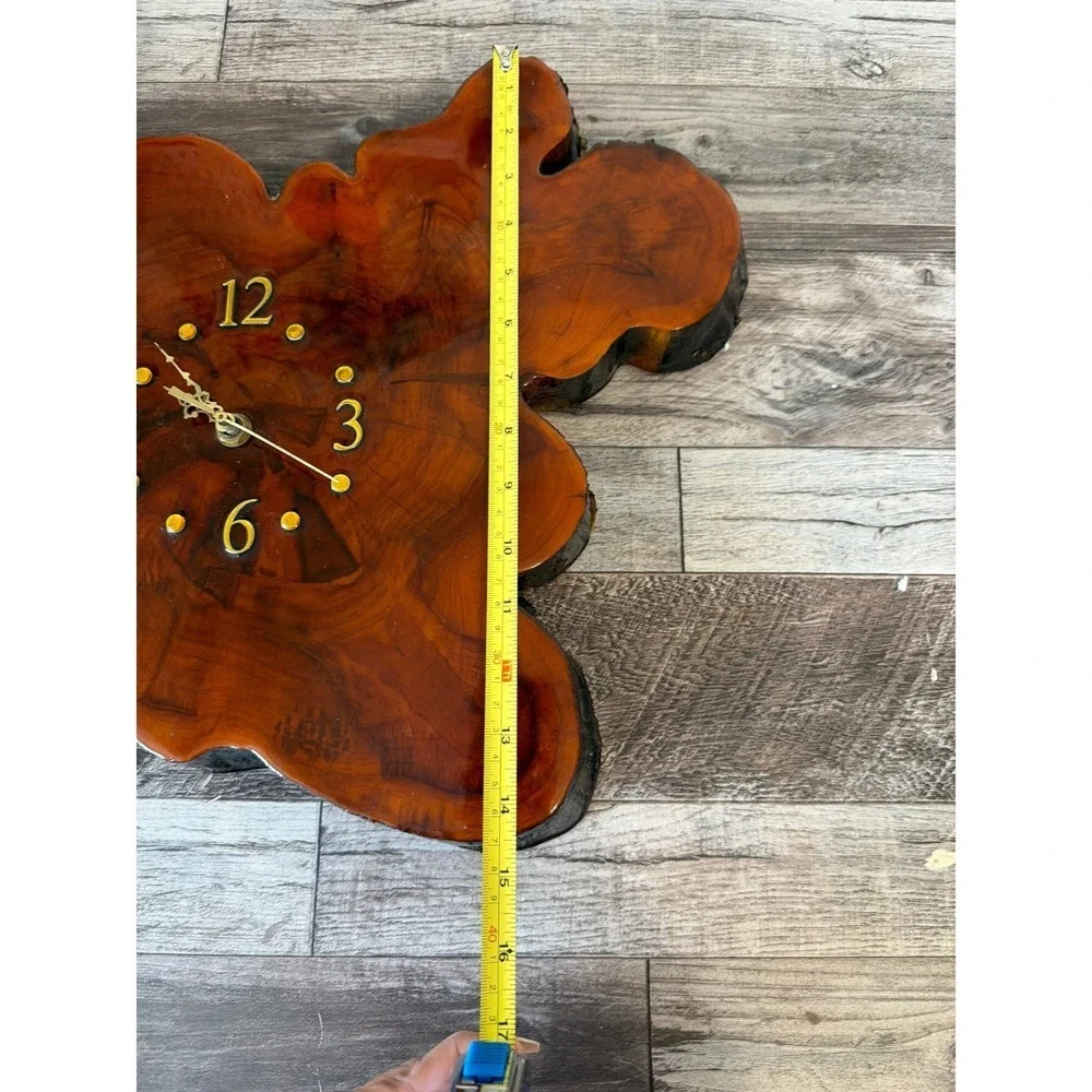 Vintage Live Edge Wood Clock Large Natural Slab Timber Wall Decor Project Repair